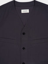 Lemaire Charcoal Collarless Cotton Twill Overshirt