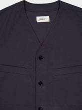 Lemaire Charcoal Collarless Cotton Twill Overshirt