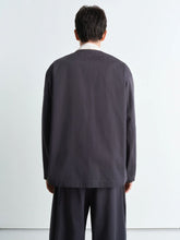 Lemaire Charcoal Collarless Cotton Twill Overshirt