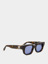 Off-White Havana and Blue Square Acetate Sunglasses