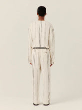 Commas Cream Woven Stripe Trousers