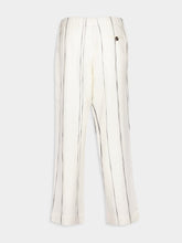 Commas Cream Woven Stripe Trousers
