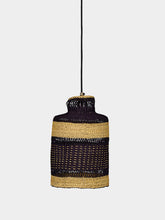 Golden Editions Blue and Black Woven Straw Pendant Lamp