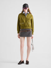 Prada Slate Grey Technical Wool Miniskirt with Printed Belt
