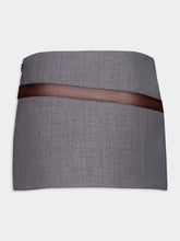 Prada Slate Grey Technical Wool Miniskirt with Printed Belt