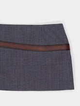 Prada Slate Grey Technical Wool Miniskirt with Printed Belt