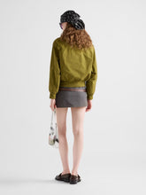 Prada Slate Grey Technical Wool Miniskirt with Printed Belt