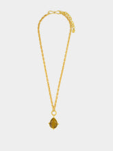 Gold Drop Pendant Necklace with Tiger Eye