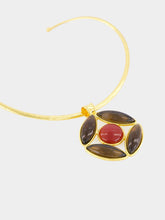 Sylvia Toledano Marquise Pendant Necklace with Smoky Quartz and Cornaline