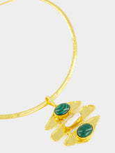 Sylvia Toledano Brutalist Gold Necklace with Malachite