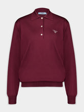 Prada Amaranth Red Long-Sleeved Silk Polo Shirt