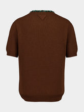 Prada Tobacco Wool-Cashmere Sweater with Jewels