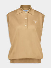 Prada Camel Sleeveless Silk Polo