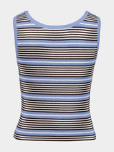 Prada Blue and White Striped Cotton Knit Tank Top