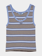 Prada Blue and White Striped Cotton Knit Tank Top