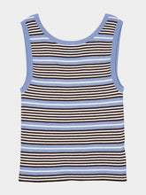 Prada Blue and White Striped Cotton Knit Tank Top