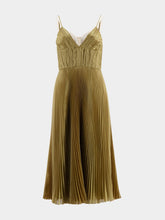 Prada Gold Pleated Midi Dress