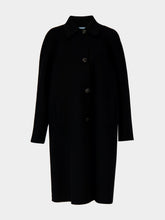 Prada Black Virgin Wool Coat with Leather Buttons