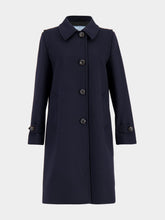 Prada Blue Virgin Wool Coat with Leather Buttons