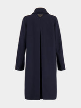 Prada Blue Virgin Wool Coat with Leather Buttons