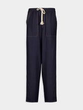 Isabel Marant Étoile Navy Blue Silk Tapered Trousers