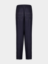 Isabel Marant Étoile Navy Blue Silk Tapered Trousers