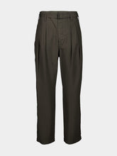 Dark Brown Pleated Cotton Belted Trousers | PDP - Fashion Clinic