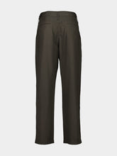 Dark Brown Pleated Cotton Belted Trousers | PDP - Fashion Clinic