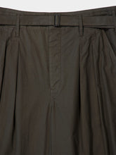 Dark Brown Pleated Cotton Belted Trousers | PDP - Fashion Clinic
