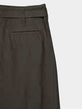 Dark Brown Pleated Cotton Belted Trousers | PDP - Fashion Clinic