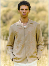 Baziszt Beige Palm Groove Embroidered Shirt