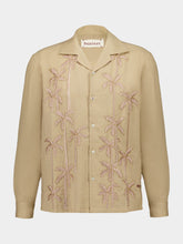 Baziszt Beige Palm Groove Embroidered Shirt