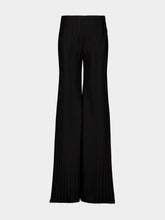 Tom Ford Black Flared Knit Trousers in Herringbone Viscose