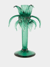 Gordiola Green Palm Tree Glass Candelabra 30cm