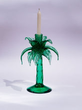 Gordiola Green Palm Tree Glass Candelabra 30cm