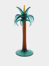 Gordiola Hand-Blown Green and Topaz Tall Palm Tree Sculpture