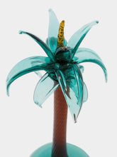 Gordiola Hand-Blown Green and Topaz Tall Palm Tree Sculpture