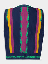 Paula Pansy Estate Blue Embroidered Suede Vest