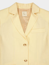 Paula Paula Vanilla Custard Linen Blazer with Embroidered Patches