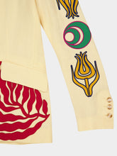 Paula Paula Vanilla Custard Linen Blazer with Embroidered Patches