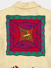 Paula Paula Vanilla Custard Linen Blazer with Embroidered Patches