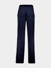 Dark Navy Stretch Silk Satin Relaxed PJ Pants