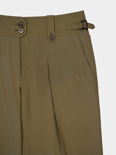 Tom Ford Khaki Pleated Crepe de Chine Silk Pants