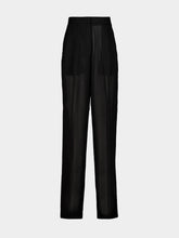 Tom Ford Black Satin-Trimmed High-Waist Straight-Leg Trousers