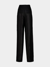 Tom Ford Black Satin-Trimmed High-Waist Straight-Leg Trousers