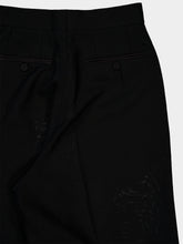 Tom Ford Black Satin-Trimmed High-Waist Straight-Leg Trousers