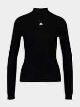 Courrèges Black ReEdition Rib Knit Mockneck Sweater