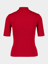 Courrèges Red Short-Sleeved Ribbed Knit Sweater