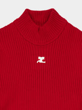Courrèges Red Short-Sleeved Ribbed Knit Sweater