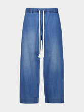 Commas Denim Blue Cotton Hemp Trousers